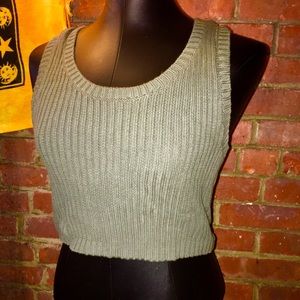 Army Green Croptop Sweater Material